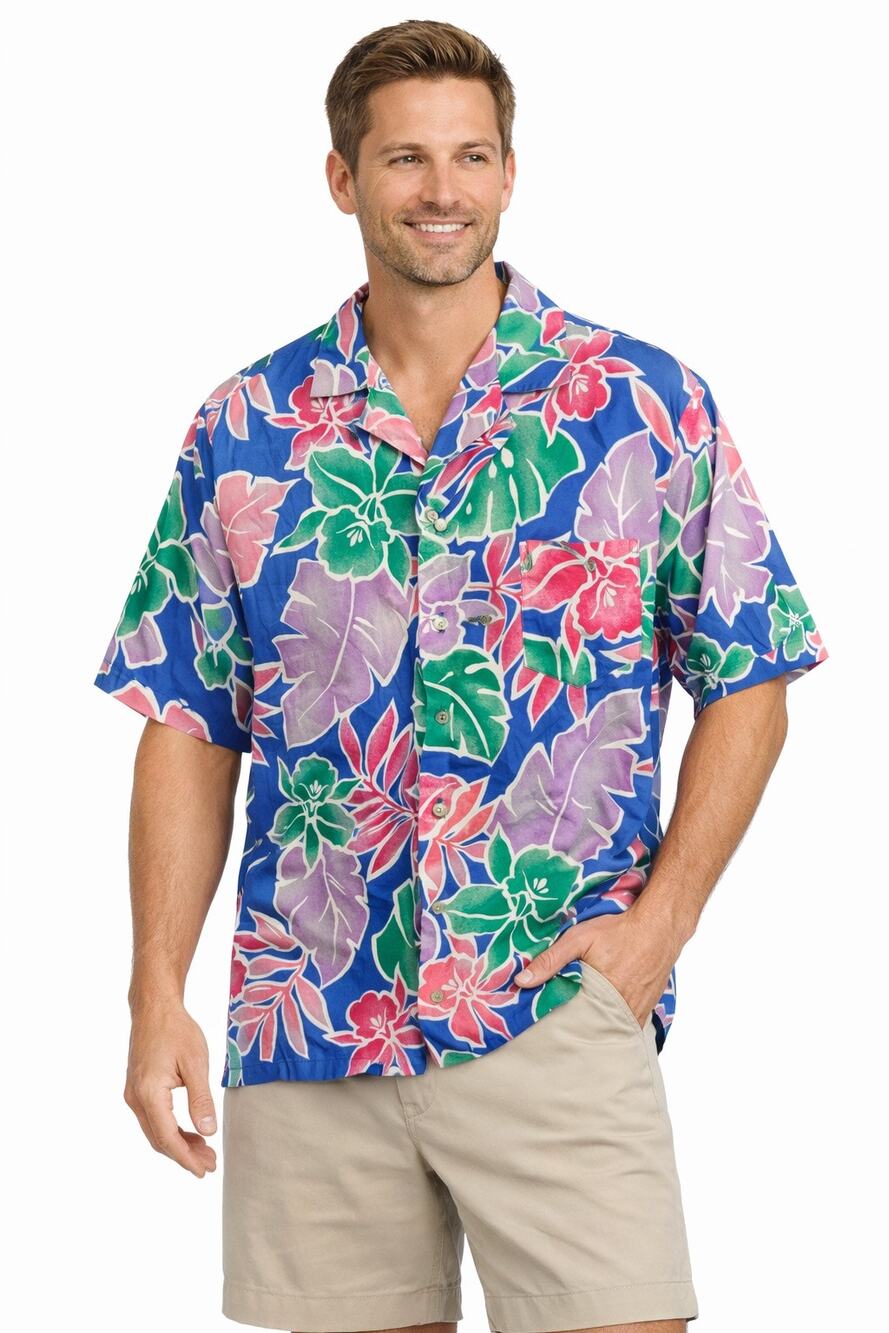 1990s Hilo Hattie Hawaiian Floral Button Up Shirt Size Large